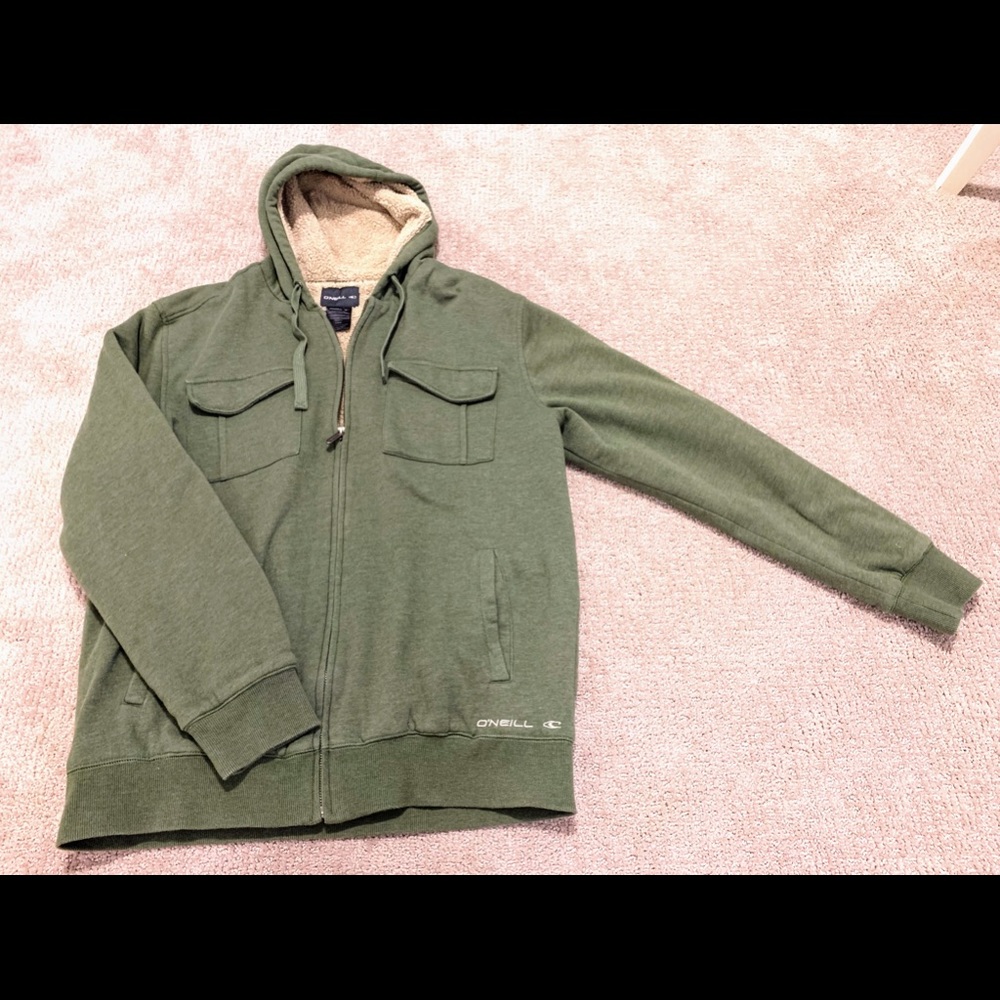 Men’s O’Neill Sherpa Lined Zip Hoodie, Green, Sz L